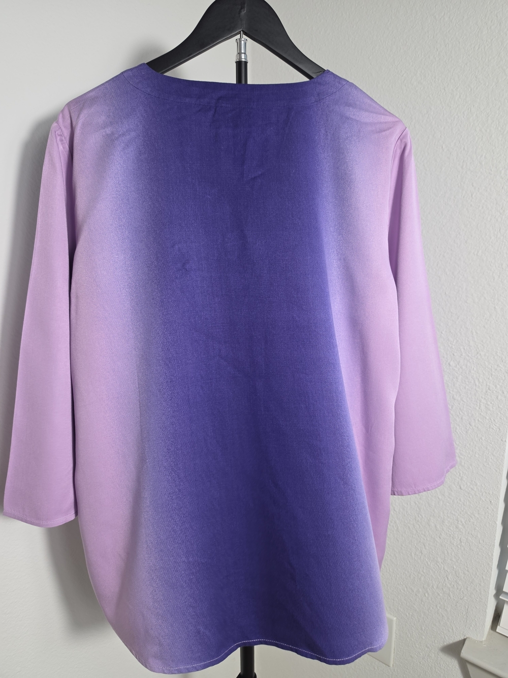 Chico's Size 2 Purple Ombre Embroidered Tunic Top Lace Up Boho Artisan Large - Picture 3 of 6